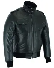 Motorcycle Jacket Sven Bomber Waxed Premium Cowhide MCJ by Vance Leather