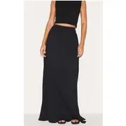 Tall Black Cotton Cheesecloth Elasticated Waist Maxi Skirt, Black