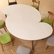 HOLGVE Conference Table, for 4 People Small Meeting Room Desk, Creative Styling Podcast Training Table, Metal Frame Seminar Table, Wood Office Computer Table