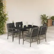 Garden Dining Set with Cushions Bistro Set Furniture Grey Poly Rattan vidaXL