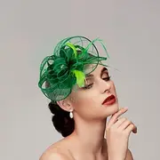 Feathers / Net Fascinators Kentucky Derby Hat/ Headpiece with Feather / Cap / Flower 1 PC Wedding / Horse Race / Ladies Day Headpiece