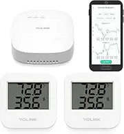 YoLink SpeakerHub & Two Temp/Humidity Sensors Starter Kit – Audio Hub Plays Tones/Sounds, Spoken Messages, Text Messages, LoRa-Powered ¼ Mile Range, Compatible with IFTTT, WiFi Required