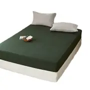 Catzon Cotton Sheets Mattress Dustproof Protective Cover Fabric Bedding-DarkGreen