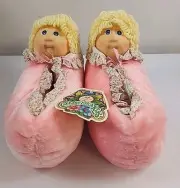 Vtg Cabbage Patch Kids Pink Girl Doll Slippers (Size 5-6) NWT 1984 Blonde Hair