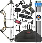 Compound Bow Kit for Adult and Beginner,Hunting Bow Archery Set with Alll Accessory,Draw Weight 30-55 Lbs, Right & Left Hand for Hunting Fishing Target Shooting (Left Handed, Camo)
