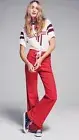 NWT Free People Foxy Lace Up 70's Inspired Flare Leg RED Pants Size 0 Z245-25