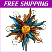 Vibrant Outdoor Metal Wind Sculpture - Weather-Resistant Yard Art Decor