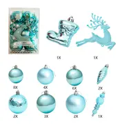 30PCS Christmas Ball Ornaments Set Hanging Christmas Ball Baubles for Xmas Tree Holiday Party Decorations -Acid Blue