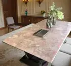 48"x24" Pink Rose Quartz Stone Dining Table Crystal Healing Gemstone Countertops