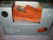Wayland Square Slippers Deluxe Mens Brown Plaid Lined Memory Foam Size Med 8-9