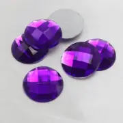 50 Dark Purple Flatback Acrylic Rhinestone Round Gem Beads 18mm No Hole