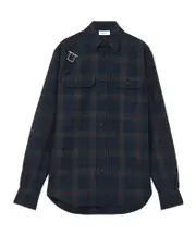 Men's Tartan T-Bar Harness Overshirt in Black/Navy/Green 15.75,16,16.5,15.5