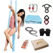 Aerial Silk - 9 Yards Aerial Yoga Hammock Kit for Home, Nylon Soft Light Blue
