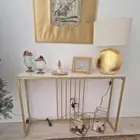 120cm Long Narrow Console Table White Marble Hallway Entryway Accent Gold Legs