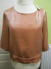 BNWT RIVER ISLAND SIZE 16 WOMENS ORANGE SHIMMERY TOP 'DECADENCE'