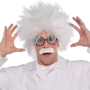 Mad Scientist Glasses Wig & Moustache Costume Set