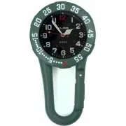 FIRST HAND HEALTHCARE CARABINER CLIP BELT WATCH GREEN BLACK FACE ROTATING BEZEL