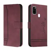 Closure Case with Flip Wallet Stand Function Cover for Samsung Galaxy M30S - Red
