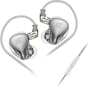 Yinyoo KZ ZEX PRO Headphones, HiFi in-Ear Monitor with 1 Electrostatic Driver and 1 Dynamic Driver, Removable Cable, S/M/L Earplugs for Musicians (with Microphone, ZEX PRO (Silver))