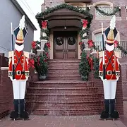 Gisafai 2Pcs 6ft Large metal Christmas Nutcracker Yard Sign with Stakes Xmas Yard Outdoor Decoration Nutcracker Lawn Sign Soldier Christmas for Outdoor Lawn Garden Pathway Walkway Winter Holiday Party
