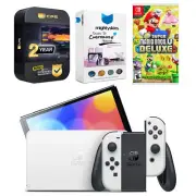 Nintendo Switch White OLED Console + Mario Bros U Deluxe Bundle
