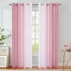 Pink Ombre Chiffon Sheer Curtains 84 Inch Long for Living Room Bedroom Decor,...