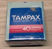 Vintage Tampax Tampons 40 Slender Regular Prop Movie Set Sealed Box 1984