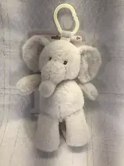 NEW Kelly Baby Gray Elephant 10" Plush Rattle Clip On Lovey Toy Kellybaby Pram