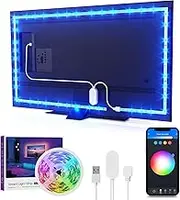 GHome Smart TV LED Backlight, 9.2ft WiFi Strip Light Compatible with Alexa & Google Assistant, App Control, Music Sync 16 Million RGB Color Changing Dimmable for 30-60in TV PC, Home Lighting Decor
