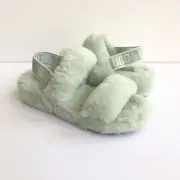 UGG FLUFF OH YEAH SLIDE RETRO MINT MOCCASIN SLIP ON SANDAL US 9 / EU 40 / UK 7