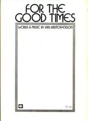 KRIS KRISTOFFERSON FOR THE GOOD TIMES SHEET MUSIC PIANO/VOCAL/GUITAR/CHORDS 1968