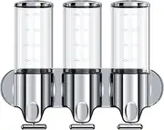 YIAOZ 3 in 1 Chamber Wall Mounted BathroomShower Pump Dispenser,Dispensers for The Shower,Shampoo and Conditioner Dispenser,Shower Dispenser 3 Chamber no Drill(17.6 oz Triple,Colourless)