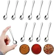 10 PCS Condiment Spoons Stainless Steel Mini Spoons 3 Inches Cute Small Spoons Silver Tiny Spoon for Powder Spices Jars Salt Sugar Pepper Desserts Honey