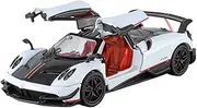 Die-cast Alloy 1:32 for Pagani Huayra BC Car Model Mini Supercar Sound Light 4 Doors Opened Pull Back Simulated Vehicle Model Miniature Vehicle(White)