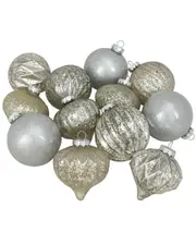Northlight 12ct Silver Mercury Glass Christmas Glass Ball & Onion Drop Ornaments
