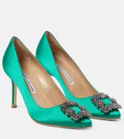 [Manolo Blahnik] Manolo Blahnik Hangisi embellished satin pumps AU 6 green
