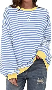 [DUOEASE] Pullover Women's Striped Oversize Pullover Long Sleeve Autumn Crew Neck Sweatshirt Y2K Tops