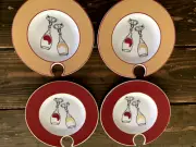 4 WINE VALLEY WINE PLATES " EAT, DRINK AND BE ABOUT AT THE SAME TIME"
