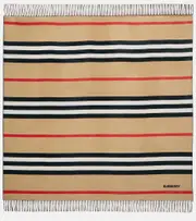[Burberry] Burberry Icon Stripe cashmere and wool blanket One Size beige
