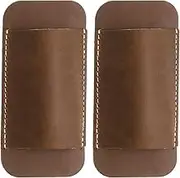 uxcell 2pcs Knife Sheath 4.72" x 2.24" Genuine Leather Carry Folding Knife Sheath for Outdoor Climbing Camping Cycling and Hiking, Light Brown