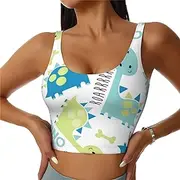 [SAAKE] Cute Dinosaur Print Women Sports Vest Yoga Workout Vests for Womens Lightweight Trendy All Seasons