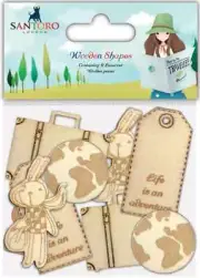 Santoro Kori Kumi II Laser-Cut Wooden Shapes 8/Pkg Roadtrip, 4 Designs/2 Each