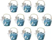 Setomonohonpo, Set of 10, 8 Earthen Bottle with Ume Branches, 5.9 x 5.1 inches (15 x 13 cm), 1,400 cc (1400cc) | Arita Ware Potted Pot, Arita-yaki