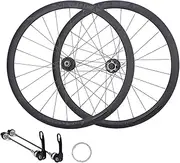 Road Bike Wheelset 700C Road Bike Wheelset Disc Brake,Made of Alloy,QR/Thru Axle Front 2 Rear 4 Bearing Hubs 38Mm Frame Height Wheelset Support 8-11 Speed Cassette(QR)