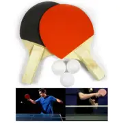 1 Pair Table Tennis Ping Pong Racket Paddle + 3pcs Balls Racquet Set Tournament