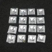 500 Clear Acrylic Flatback Square Rhinestone Gems 8X8mm Embellishments