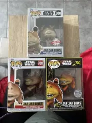 Funko Pop! Star Wars JarJar Binks #500 In Protector + #700 Regular + Special Ed