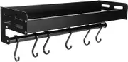 Spice Rack,15.8x5.1 Black Space Aluminum No Punch Wall Mounted Bottle Cans Holder Rack Kitchen Organizer for Spice Utensils(#2)