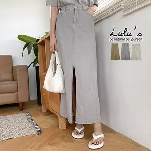 LULUS【A05210067】E開叉後鬆緊長裙３色0722