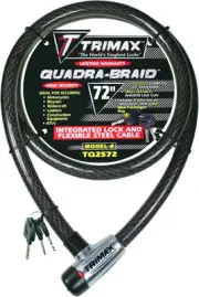 Trimaflex Integrated Keyed Cable Lock 6' L X 25Mm TQ2572, Card Packaging, Black